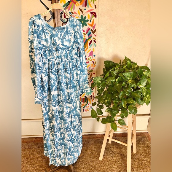 Tropical Palm Pattern High Waist Sundress - Picture 2 of 7